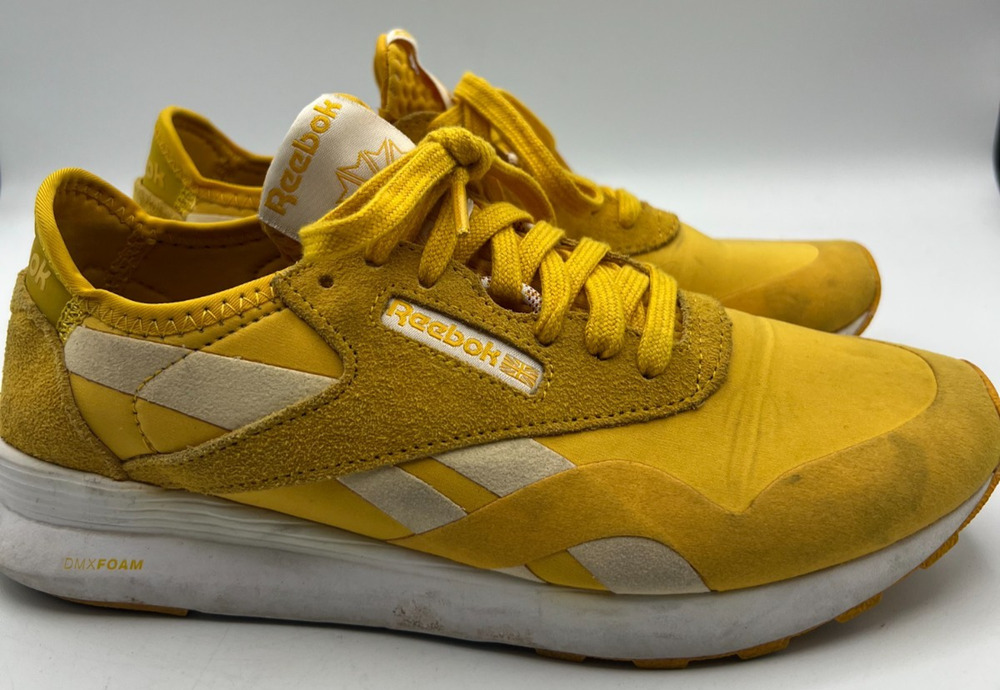 Reebok Classic DMX Foam Womens 7.5 Yellow Suede Running Shoes Sneakers